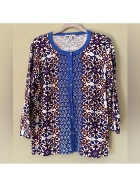 Isaac Mizrahi Printed Cardigan M